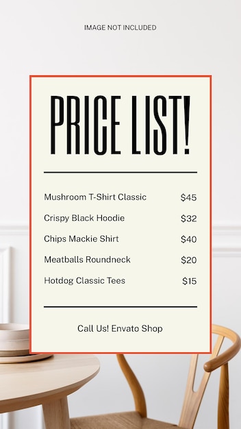 Tablica z ofertami cenowymi